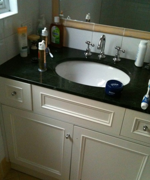 Art Deco Solid Timber Bathroom Vanity, Bathroom Vanity Black Marble Top